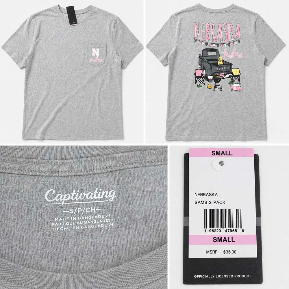 Captivating Nebraska Huskers Tailgate Pocket T-Shirt Gray Size S